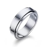 SQKXKLCZ 6 mm/8 mm Titanstahl, schwarz/silber, Fidget-Ring, Edelstahl,...