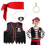 GEBETTER 4 Stück Kinder Piratenkostüm Zubehör Set Vintage Piraten...