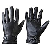 MaxW Herbst Winter Herren Leder Handschuhe Schwarz Schafsfell Handschuhe...