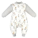 JiAmy Baby Schlafsack mit Füßen und Langarm Schlafanzug 3.5 Tog Baumwolle...
