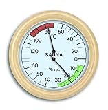 TFA Dostmann Analoges Sauna-Thermo-Hygrometer, mit Holzrahmen,Temperatur,...