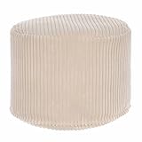 DreamRoots Pouf Hocker Rund - Cord 50x50x35 cm - Für Couch und Wohnzimmer...