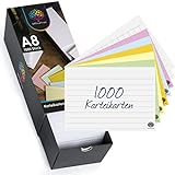 OfficeTree 1000 Karteikarten Set A8 - Karteikarten A8 Liniert, Kariert,...