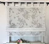 Vordesack Jacquard Raffrollo mit Schmetterlings-Blumenmuster Landhausstil...