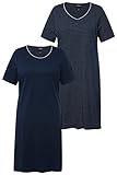Ulla Popken Damen 2pcs, Bigshirts, Simple and dots Nachthemd, Nachtblau,...