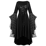 Halloween Gothic Kleider Damen Spitzen Kleid Vintage Spitzenverzierung...