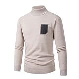 Beokeuioe Herren Pullover Winter Rollkragen Pullover Einfarbig Langarmshirt...