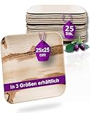 Waipur Bio Palmblatt Teller - 25 Teller groß eckig 25x25 cm - Premium...