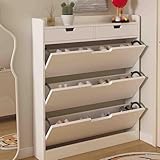 Generisch Schmaler Schuhschrank aus Massivholz mit 3 Klappen und 2...