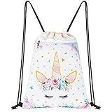 WAWSAM Regenbogen Einhorn Kind Rucksack mit Kordelzug - 34 x 45 cm Sport...