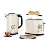 Klarstein Victoria Toaster Wasserkocher Set, Retro Design, 2 Scheiben...