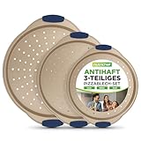 Nutrichef Goldenes Pizzablech Set 3-teilig | Ø 35,6 cm, 30,5 cm &...