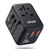 LENCENT Reiseadapter Weltweit Typ C, G, A, I Internationaler Reisestecker...