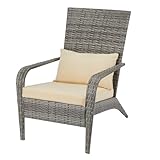 UNIONLINE Outdoor Adirondack Wicker Stuhl mit Kissen, All Weather High Back...