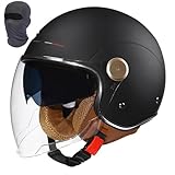 Offener Motorradhelm mit Doppelvisier, Retro-Jethelm, Halbhelm,...