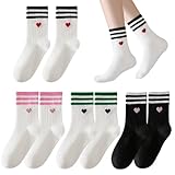 SAIIURV 4 Paar Damen Socken Herz Tennissocken Herz Tennissocken mit Motiv...