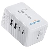 Bigfish Reiseadapter Weltweit, Universal Reisestecker mit 2 USB A und 2 USB...