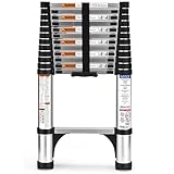 HBTower Teleskopleiter 3,8 m aus Aluminium, Klappbare Ausziehleiter mit...