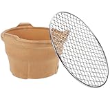 HIAKDOFT Kleiner Holzkohleofen Satz Kompakter Outdoor Grillherd aus Ton mit...