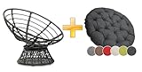 sunnypillow Papasansessel | Rattansessel mit Kissen rund Durchmesser 120 cm...