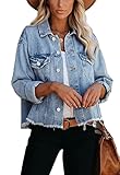 JayscreateEU Female Jeansjacke Kurze jacke Denim Jean Mantel Outwear Lange...