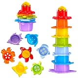 Badewannenspielzeug Stapelbecher Baby 29cm Stapelturm Badewanne...