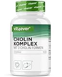 Cholin Komplex mit 3 Cholin Formen - 120 Kapseln - Bitartrat, Citicolin &...