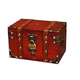 Ellniges]18 * 11.5 * 10.5cm Vintage Holz Schatzkiste mit Zahlenschloss,...