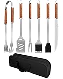 Grillbesteck Set, 6-teilig Edelstahl Grill Zubehör mit Tragetasche,...