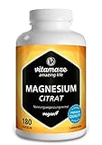 Magnesium-Citrat Kapseln hochdosiert & vegan, 2250 mg davon 360 mg...