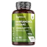 Hanfsamenöl Vegan Softgels - Reich an Omega 3, 6 & 9-180 Weichkapseln -...