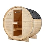 Artsauna Outdoor Fasssauna Spitzbergen 120 für 2 Personen - 3,6 kW Ofen,...