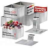 STONELINE Dessertringe Speiseringe Set 8 cm Eckig 8-teilig Edelstahl, 6...