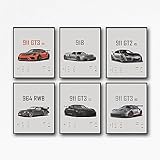 Dujoi Auto-Poster 911 GT3RS, Rennwagen-Wandkunst, Vintage-Auto-Poster für...