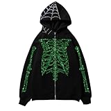 Generisch Hoodies Herren Punk Dunkel Skelett Druck Spinnennetz Langarm...