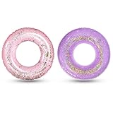 2er Set Aufblasbarer Schwimmreifen mit Glitzern 75 cm, Schwimming Ring...