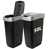 SUSTANIA Duo Mülleimer Küche 2 Fächer 50L - Geruchsdicht Doppel...
