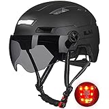 ILM Fahrradhelm mit Visier und LED Licht Mountain&Road Fahrradhelme für...