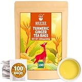 WEETEE Kurkuma Ingwer Tee Beutel, 100 Stück Ingwer-Kurkuma-Teebeutel,...