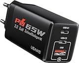 YOUSAMS 65W Ladegerät GaN III 3-Port USB C Schnellladegerät, USB C PPS...