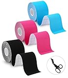 TIDEVAN 3 Rollen Sporttape (5m x 5cm) Kinesiologie Tape Physio Tape Sport...