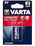 VARTA Batterien 9V Blockbatterie, 1 Stück, Longlife Max Power, Alkaline,...