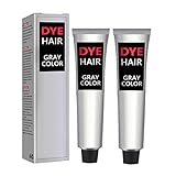 BANDQ 2Pcs Silver Gray Natural Hair Dye Cream,Colored Hair Dye Wax Styling...