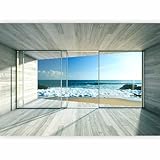 murando - Vlies Fototapete Meer Fenster 350x256 cm - Foto Tapete...