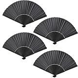 Ceeyoll 4er-Pack Handfächer, Schwarze Faltfächer, Faltbare Handfächer,...