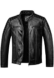 Amaci&Sons Herren Echtleder Jacke Biker Zipper Lederjacke 9104 Schwarz L