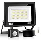 Jsdoin 50W LED Strahler mit Bewegungsmelder 4500LM Außenstrahler 6500K...