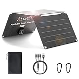 21W Solarpanel, ALLWEI Faltbar Solar Ladegerät mit 2-Port USB, Tragbares...