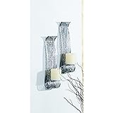 Wandkerzenhalter für Stumpenkerzen aus Metall Dekorativ Silber 2er Set