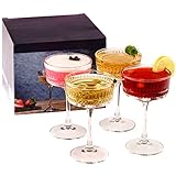 Vintage Coupé Gläser 4er Set (8,8 oz/260 ml), Champagner, Wein, Martini,...